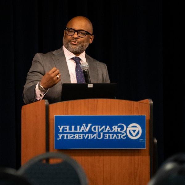 B. Donta Truss speaks during a celebration of the Strategic Enrollment Management Plan